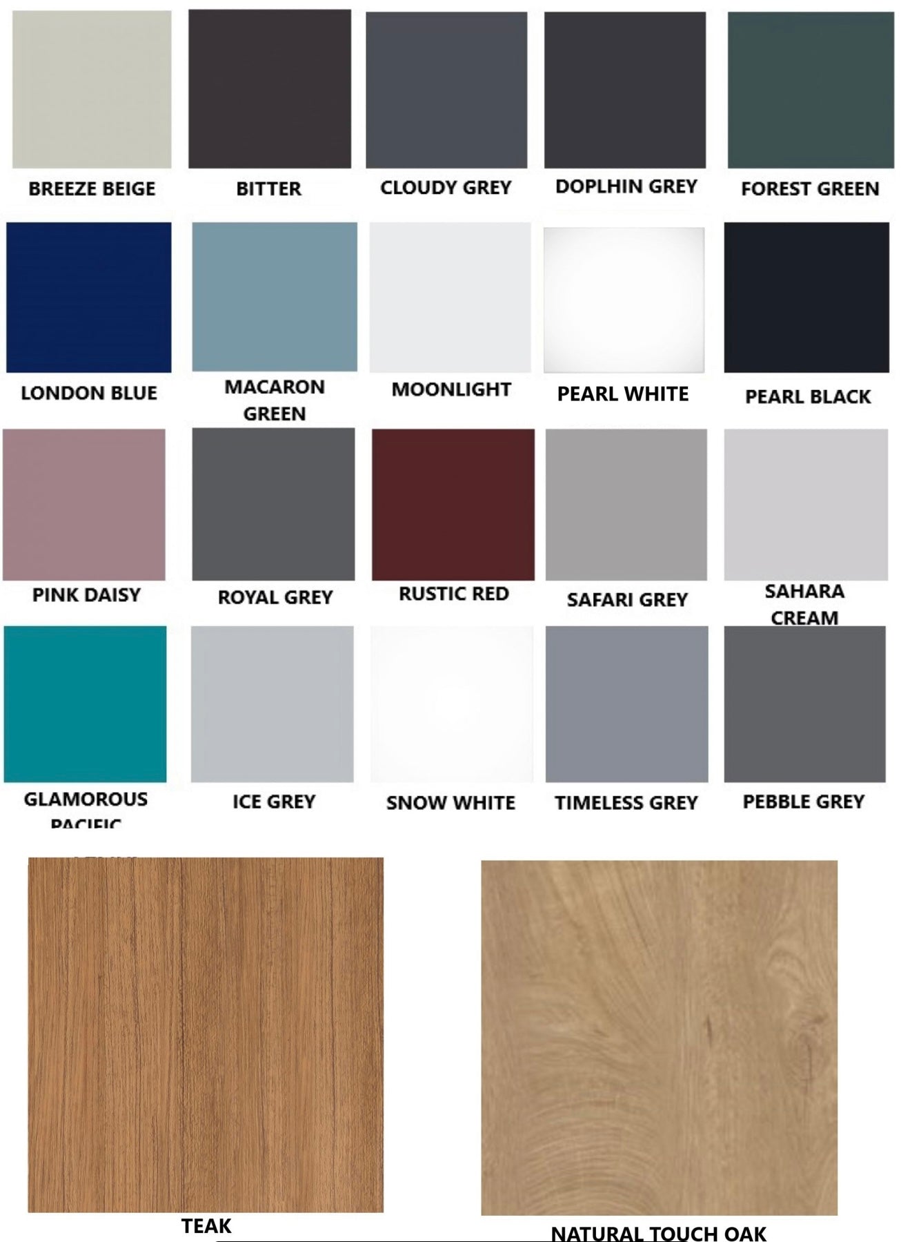 8 WALL PROFILE SAMPLES – SUPRAMAT colours